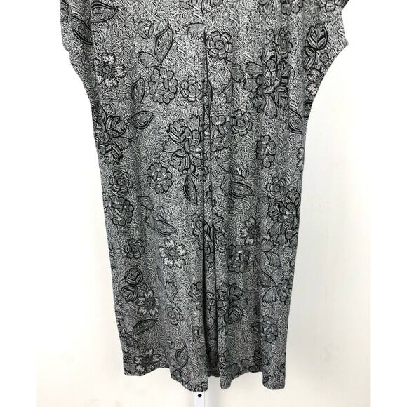 J. JILL Wearever S Floral Print Dress Stretch Jersey Knit Cap Sleeve Navy White - Picture 5 of 8